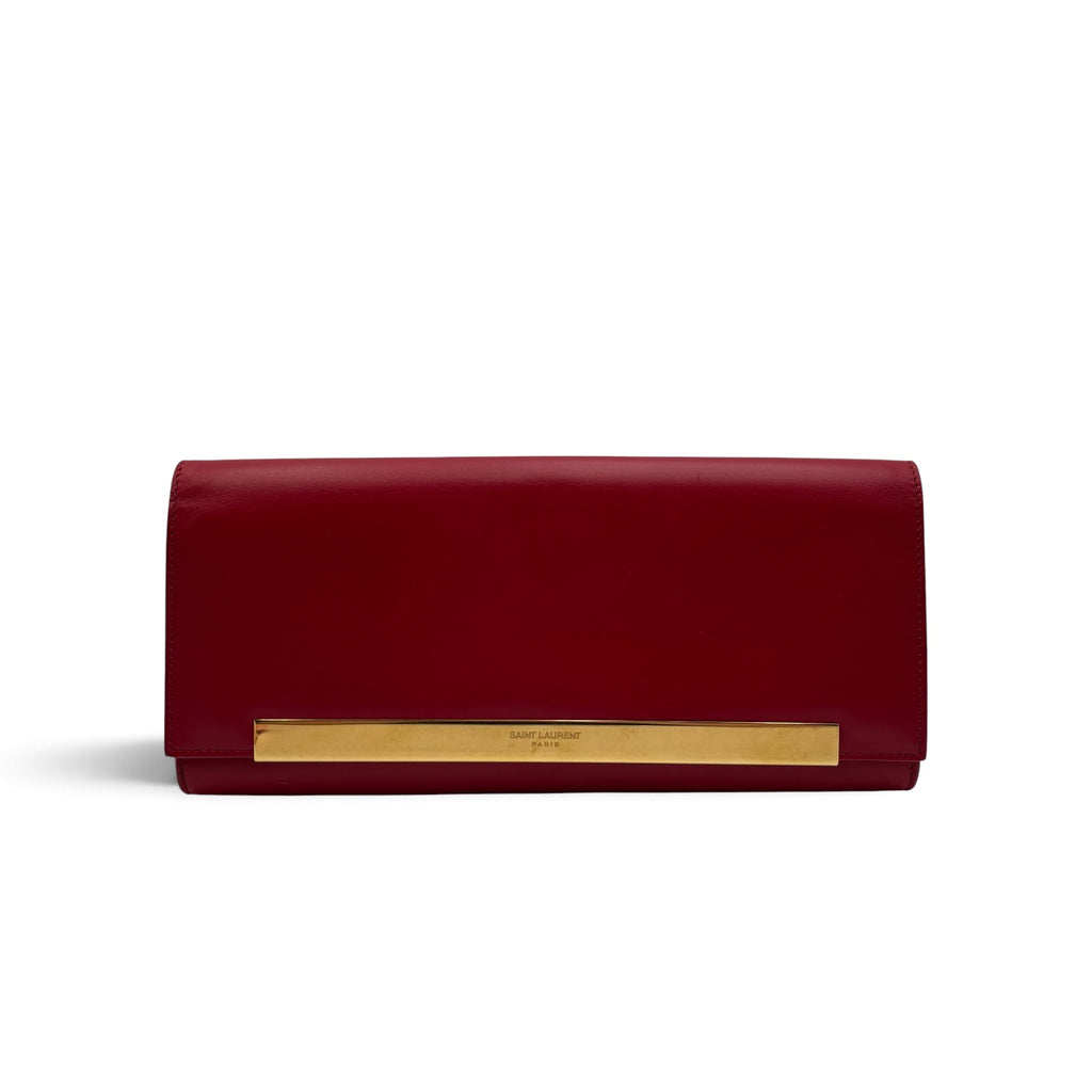 Saint Laurent by Hedi Slimane Lutetia Red Leather Clutch 2012