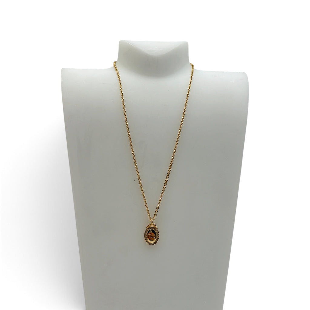 Christian Dior Médaillon Crystal Necklace in Gold-Finish Metal