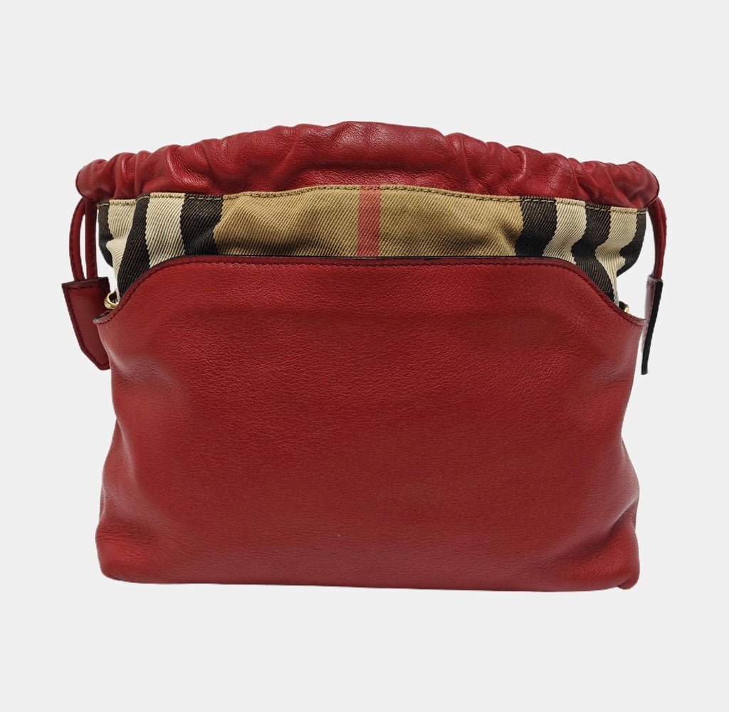 Burberry Little Crush House Check Red Leather Crossbody Bag