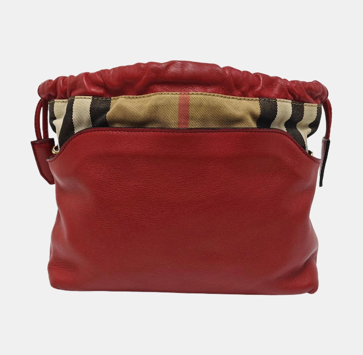Burberry Little Crush House Check Red Leather Crossbody Bag