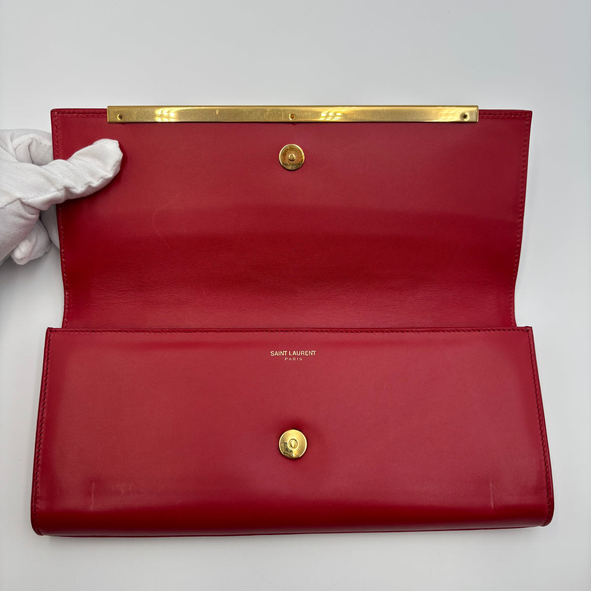 Saint Laurent by Hedi Slimane Lutetia Red Leather Clutch 2012