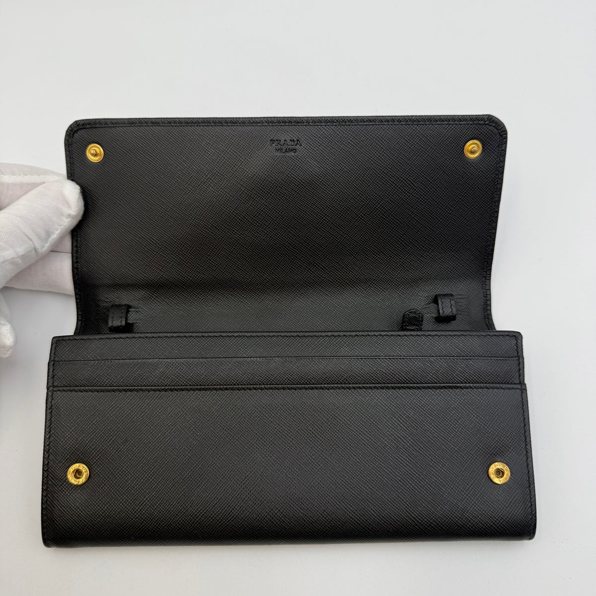 Prada Saffiano Leather Wallet on Chain by Miuccia Prada, Black, c. 2000s