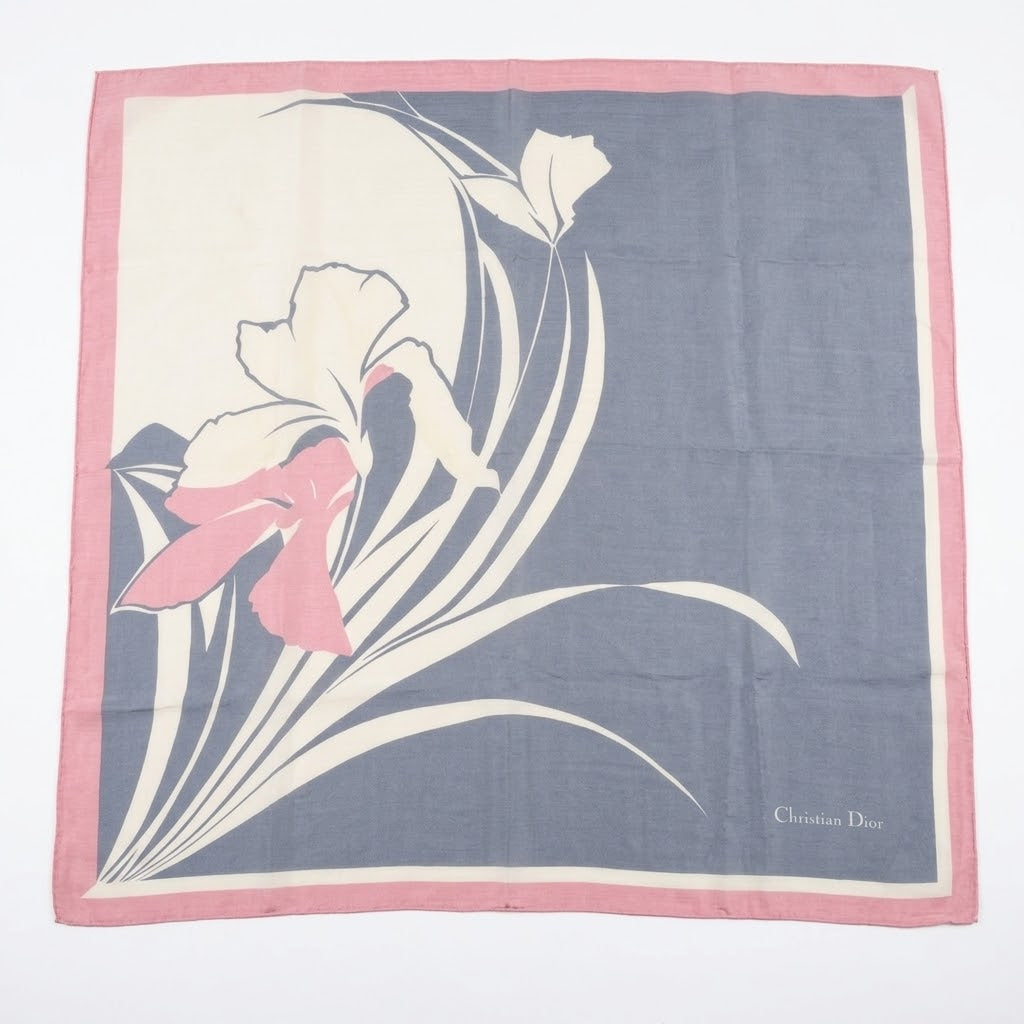 Christian Dior Vintage Iris Floral Scarf