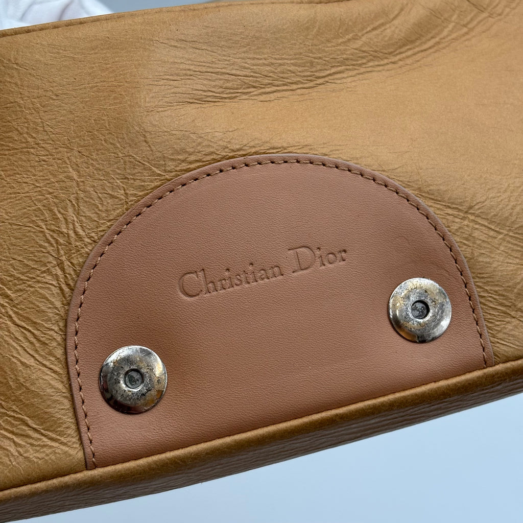 Christian Dior Malice Pearl Tan Leather Shoulder Bag by John Galliano 2000