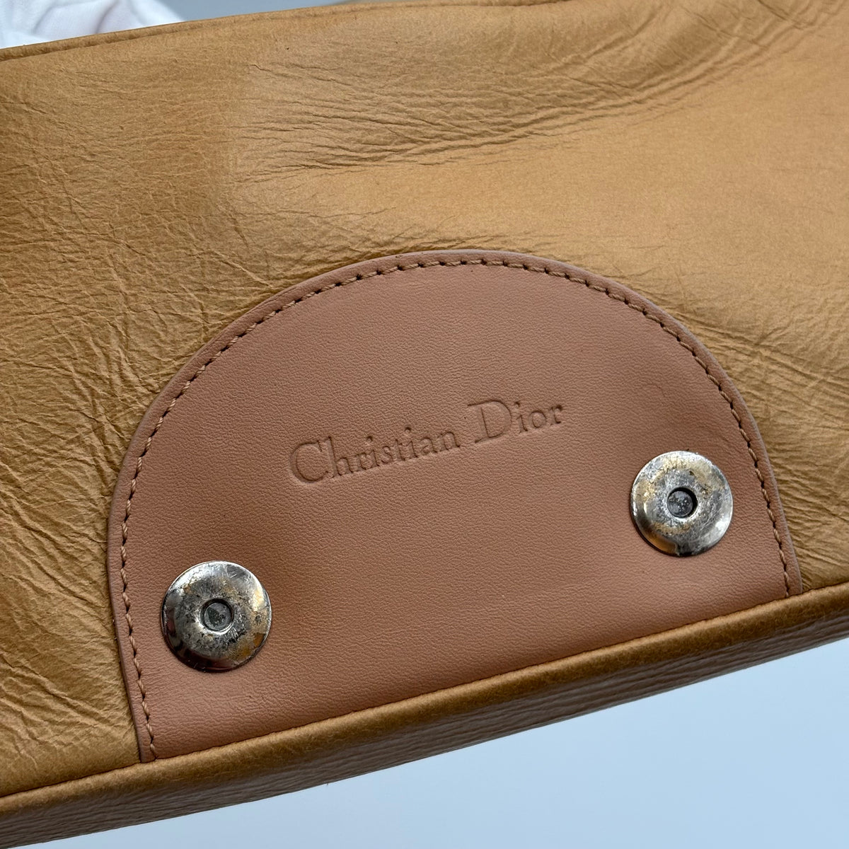 Christian Dior Malice Pearl Tan Leather Shoulder Bag by John Galliano 2000