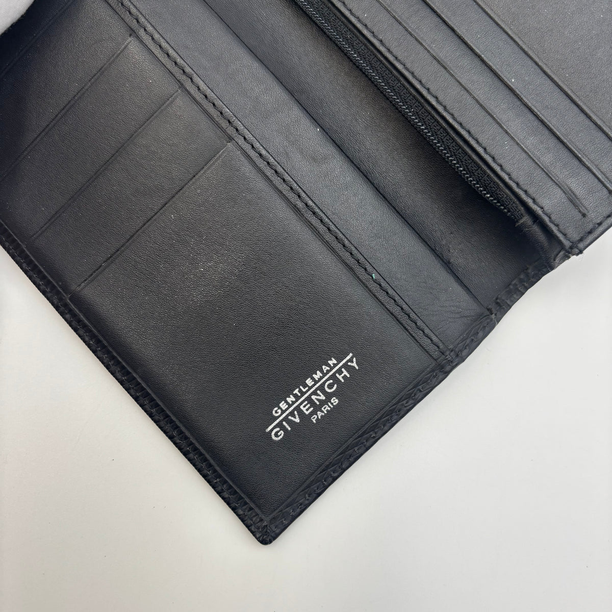 Givenchy Black Textured Long Wallet with Silver 4G Logo