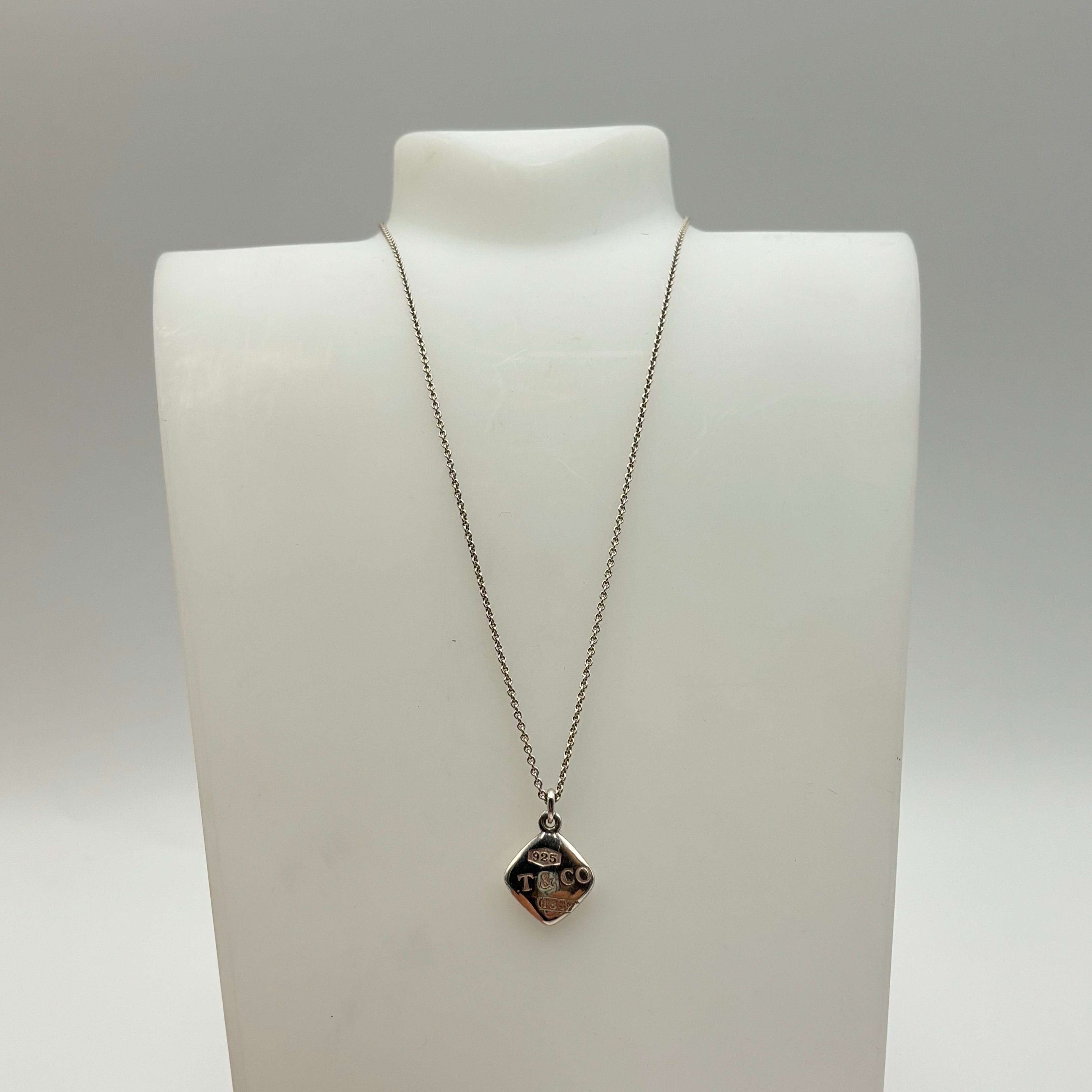 Tiffany & Co. 1837 Sterling Silver Square Pendant Necklace