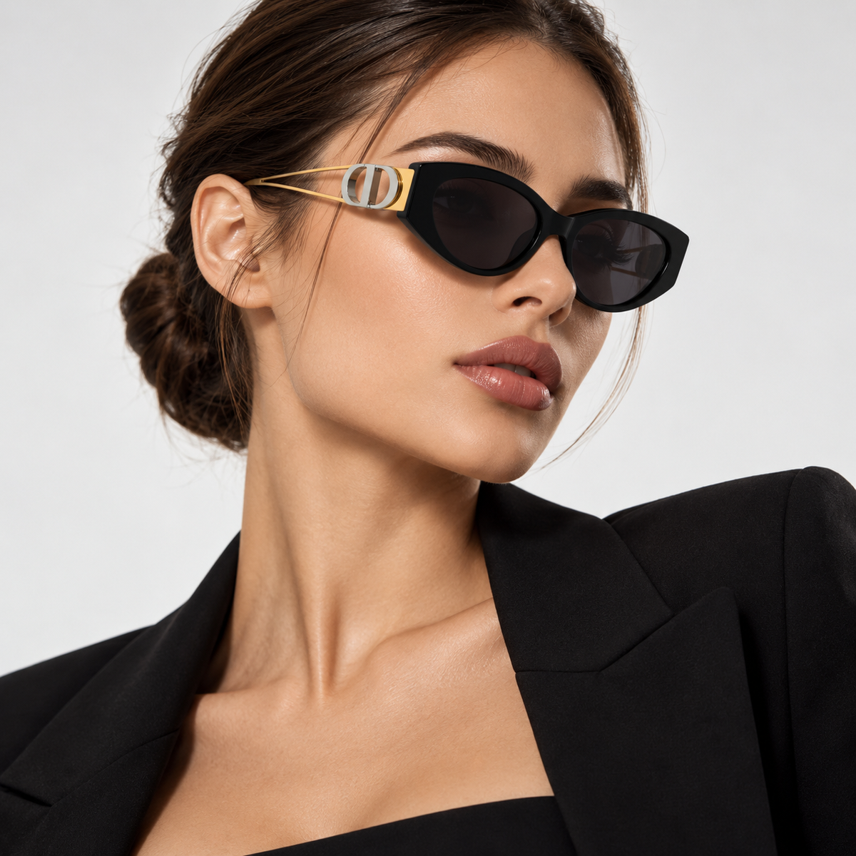 Dior 30Montaigne B6I Black Cat-Eye Sunglasses
