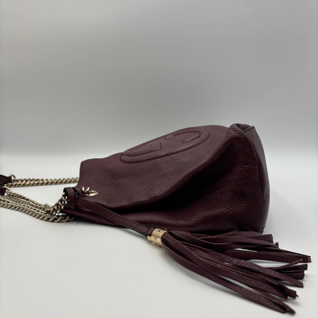 Gucci Soho Interlocking G Leather Chain Tote in Bordeaux