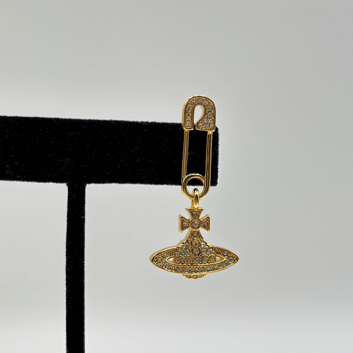Vivienne Westwood Lucrece Crystal Orb Safety Pin Drop Earrings