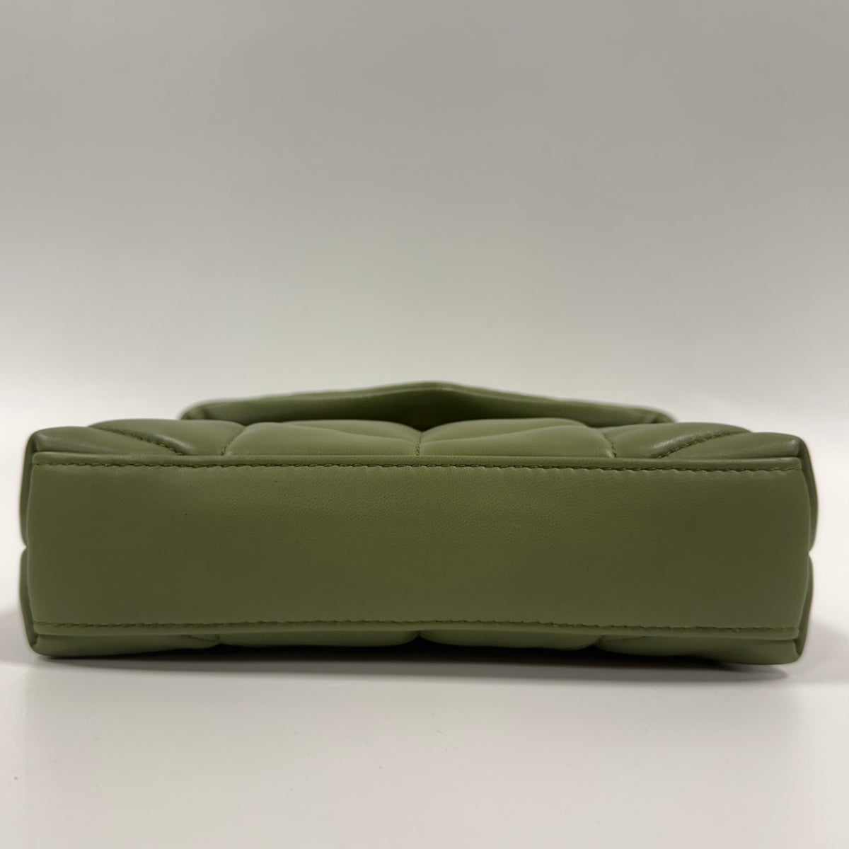 Saint Laurent Loulou Puffer Small Pouch in Olive Green Leather