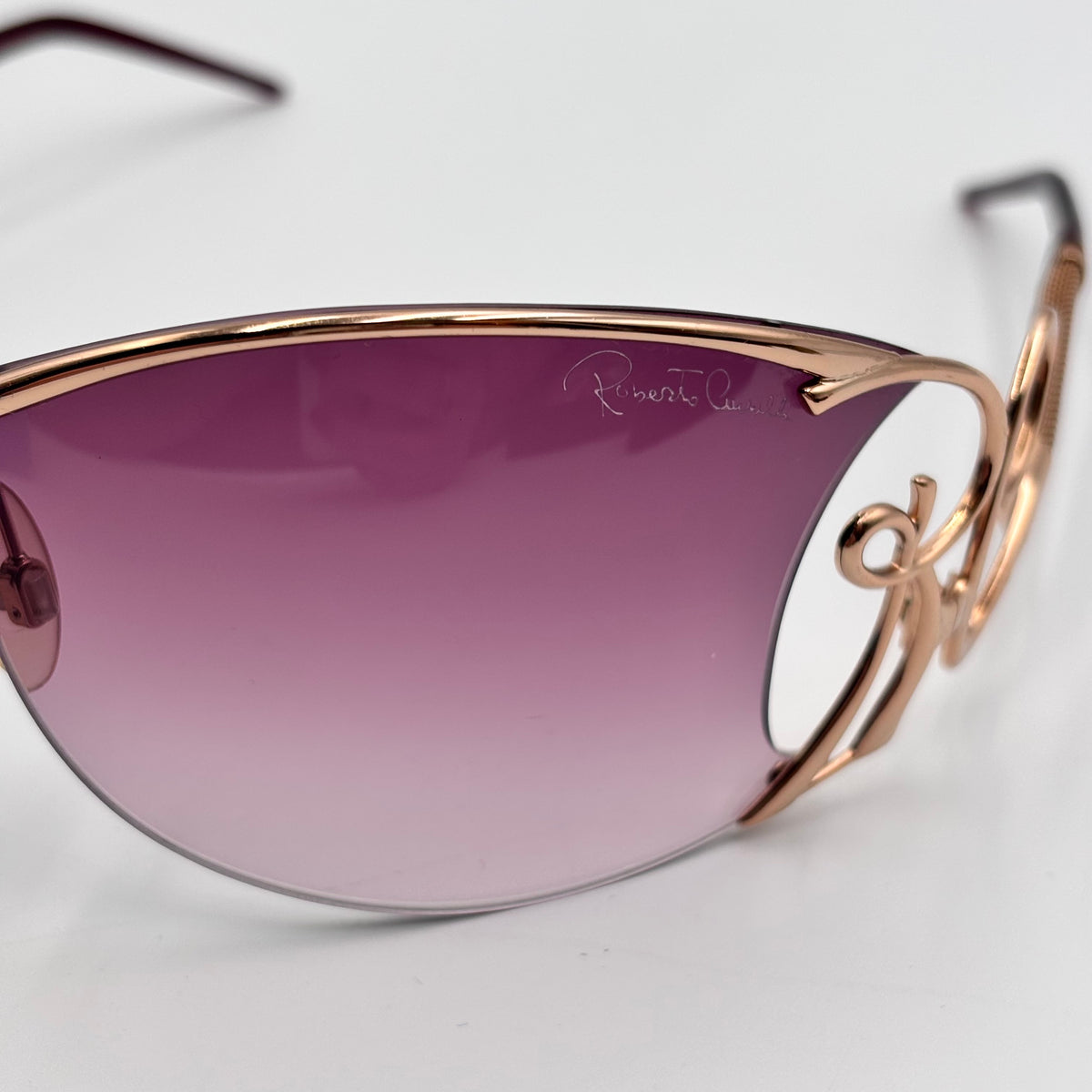 Roberto Cavalli Cameia Rose Gold Sunglasses with Purple Gradient Lenses