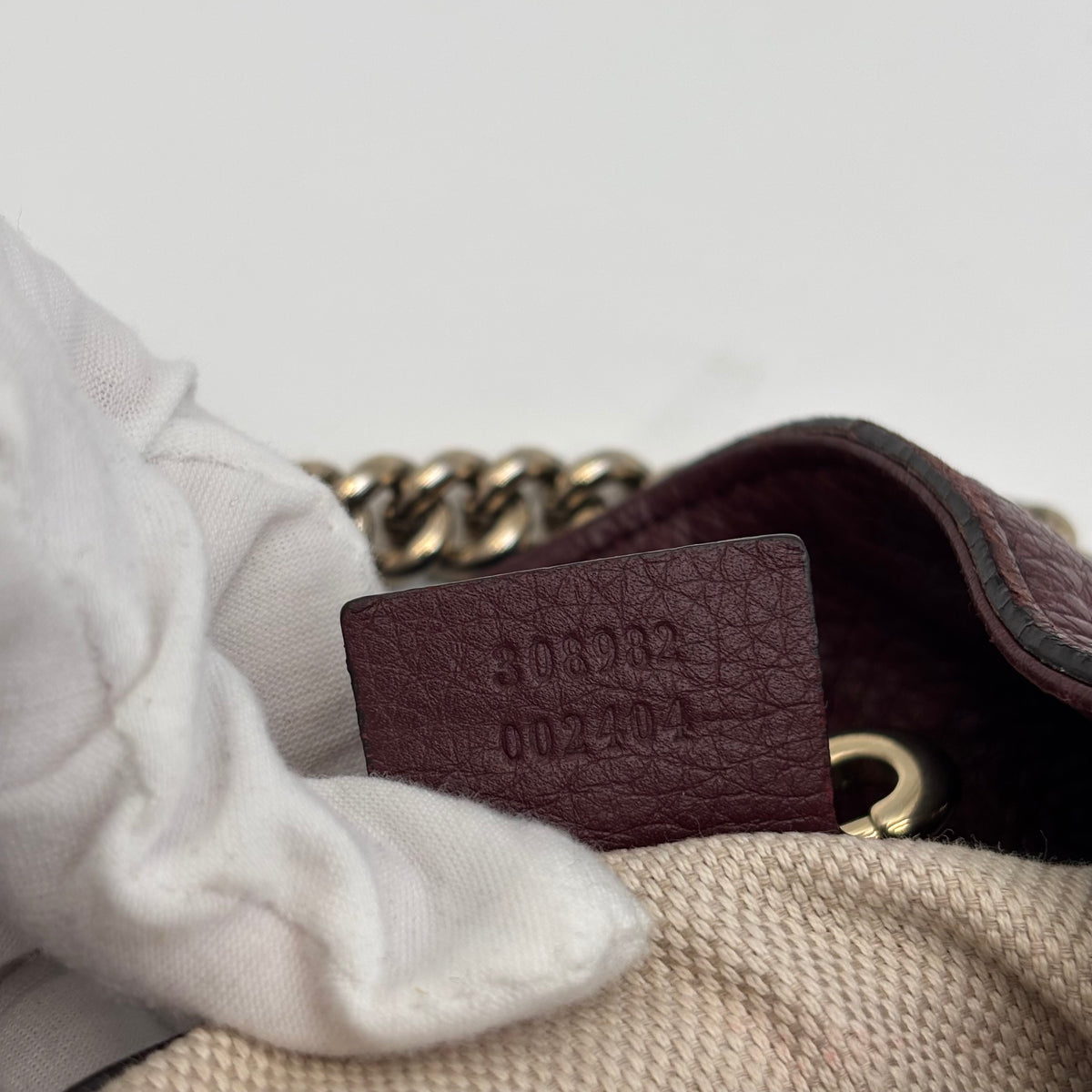 Gucci Soho Interlocking G Leather Chain Tote in Bordeaux