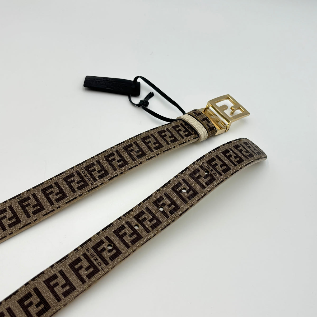 Fendi Zucca FF Monogram Belt with Gold-Tone FF Buckle