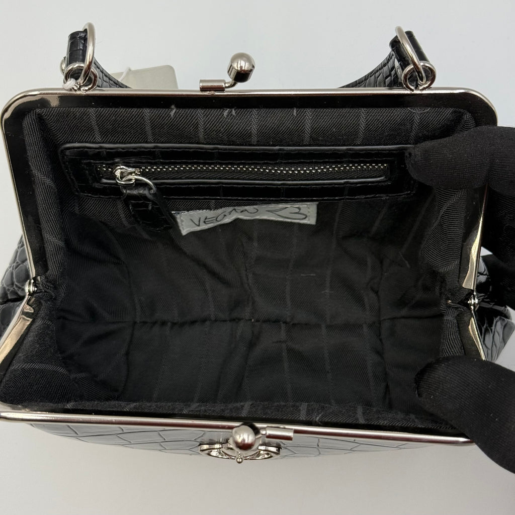 Vivienne Westwood Black Croc-Embossed Granny Frame Bag