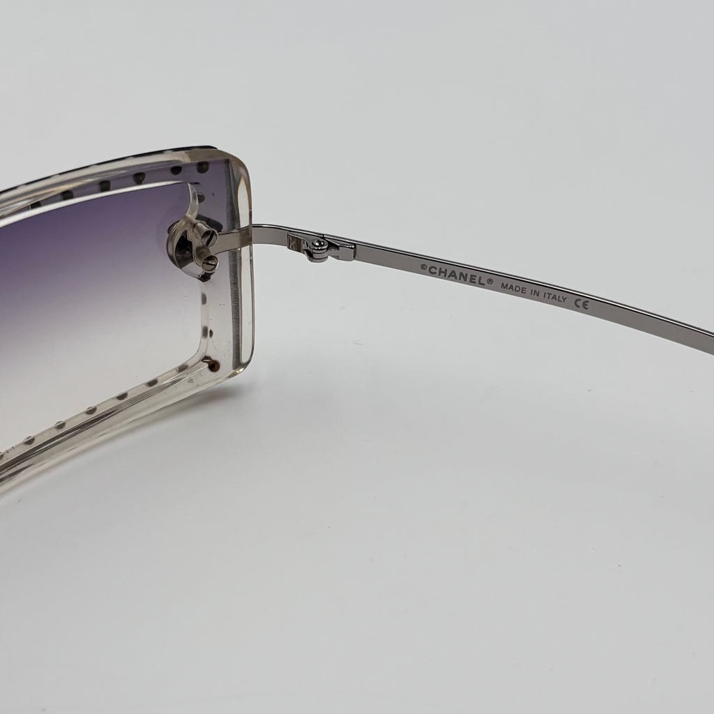 Chanel Vintage 5077-B Swarovski Crystal Purple Gradient Shield Sunglasses 00s