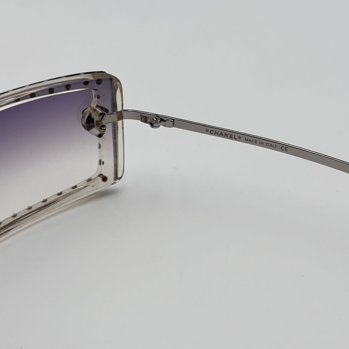 Chanel Vintage 5077-B Swarovski Crystal Purple Gradient Shield Sunglasses 00s