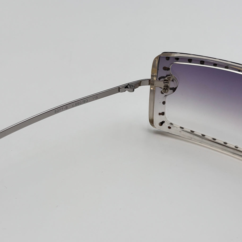 Chanel Vintage 5077-B Swarovski Crystal Purple Gradient Shield Sunglasses 00s