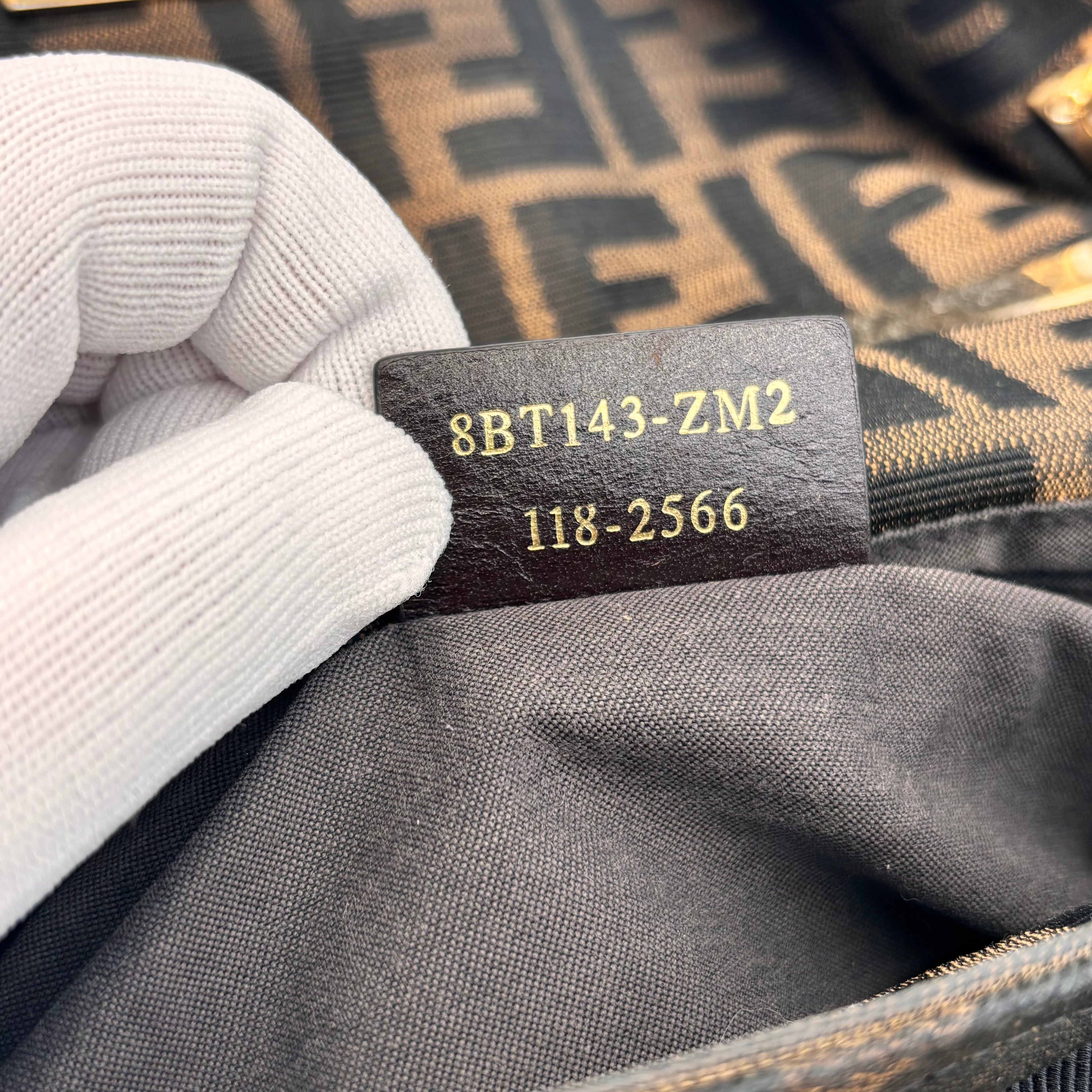 Fendi Zucca FF Canvas Shoulder Bag Brown Gold Hardware