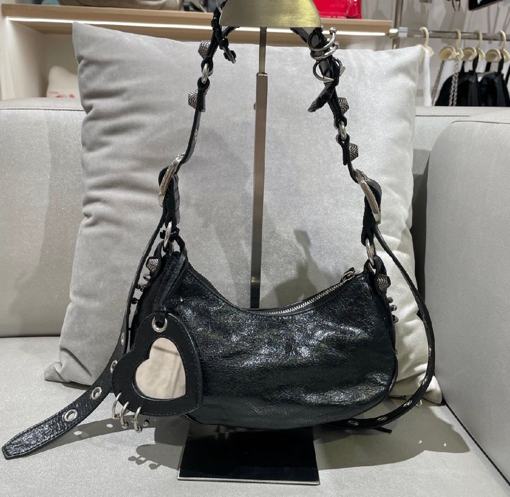 Balenciaga Le Cagole XS Piercing Leather Shoulder Bag in Black