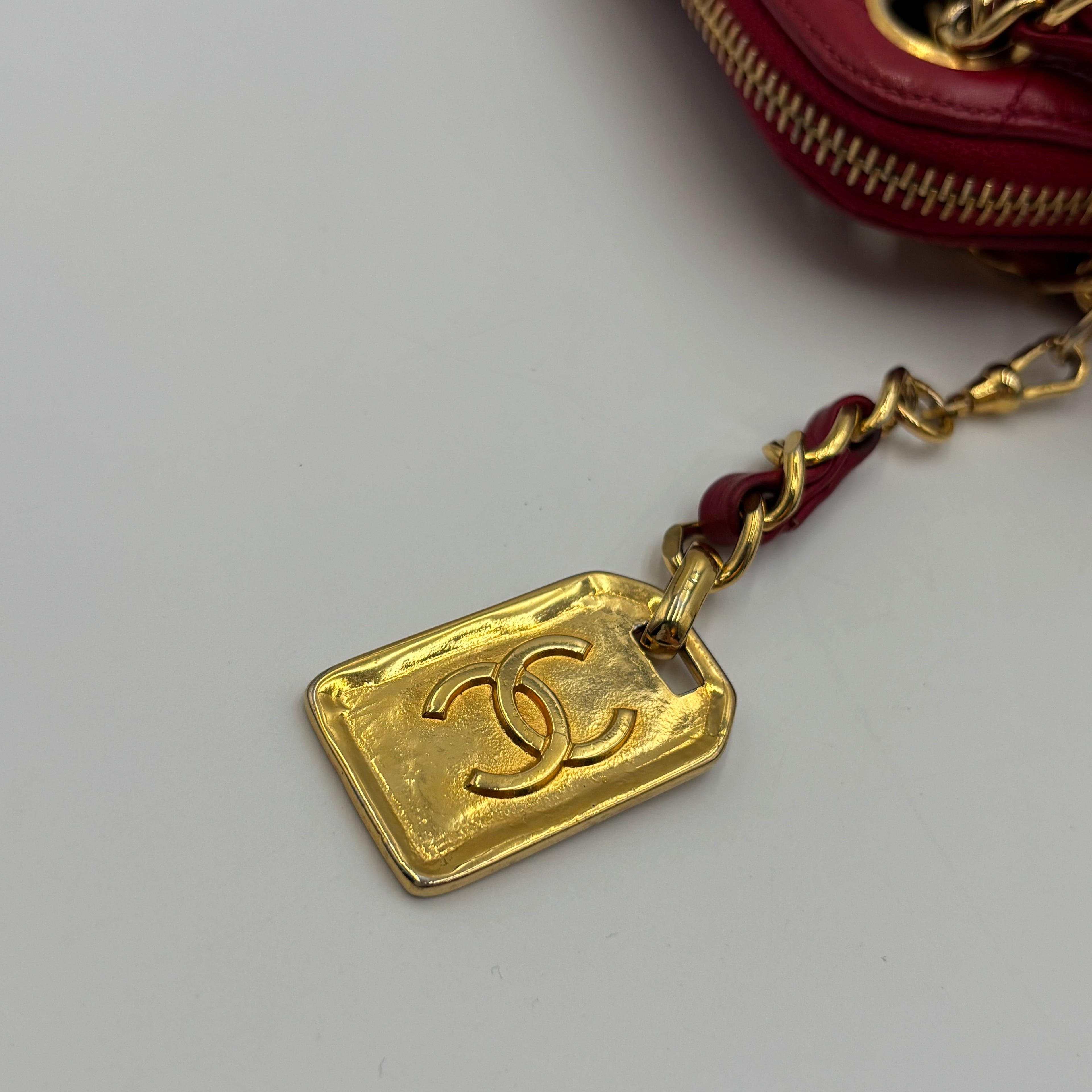 Chanel Vintage Rue Cambon Medallion Quilted Red Leather Shoulder Bag