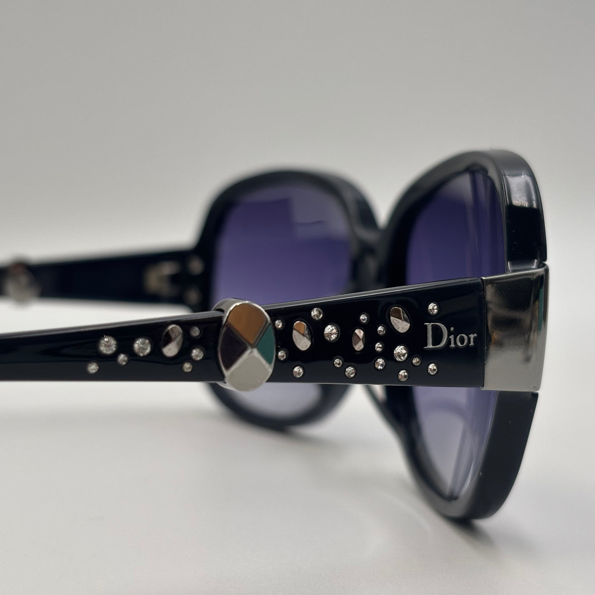 Christian Dior Midnight K Rhinestone Embellished Oversized Sunglasses in Black