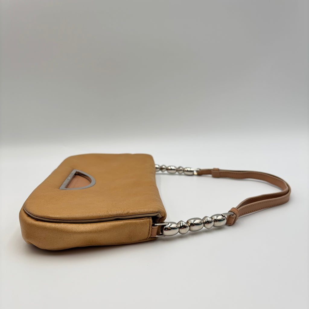 Christian Dior Malice Pearl Tan Leather Shoulder Bag by John Galliano 2000