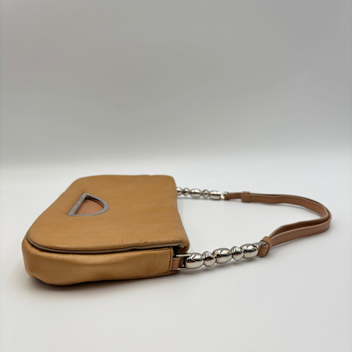 Christian Dior Malice Pearl Tan Leather Shoulder Bag by John Galliano 2000