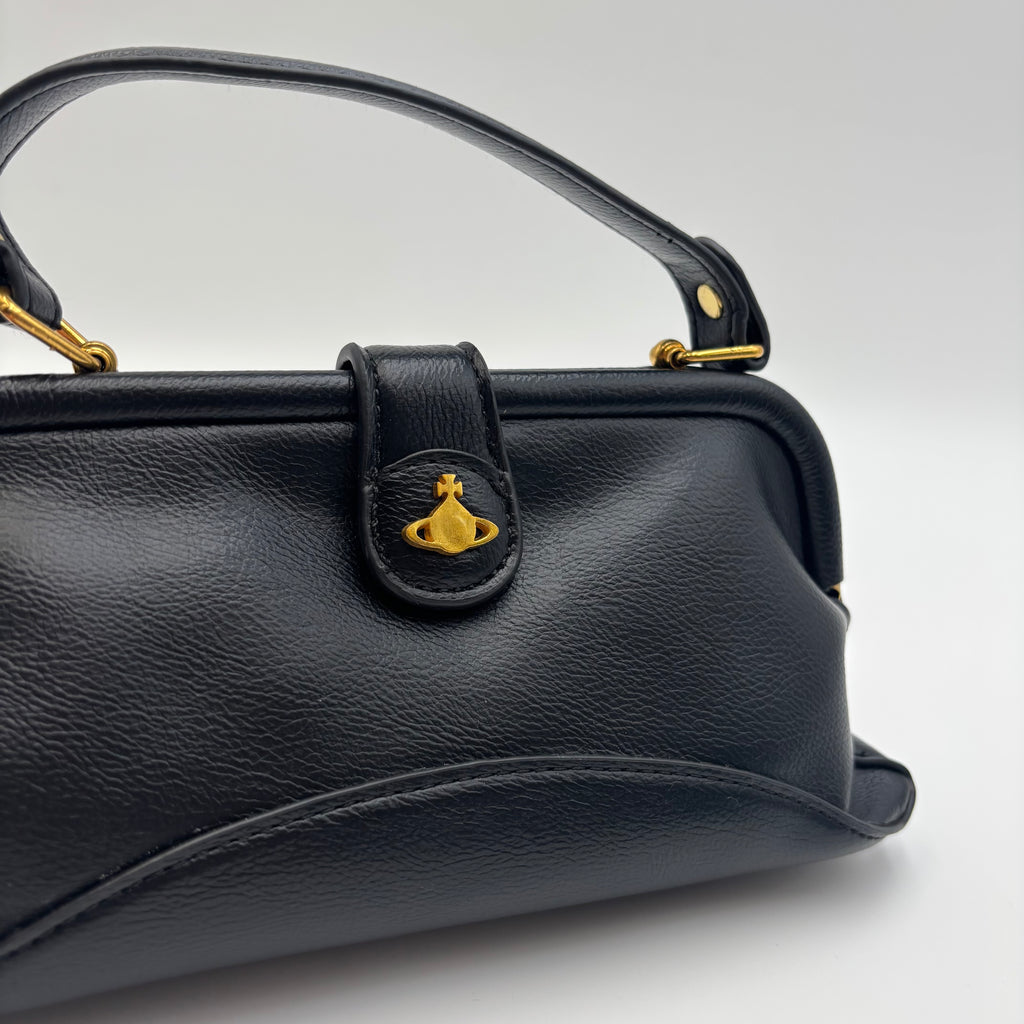 Vivienne Westwood Abbey Leather Cross-Body Bag in Black