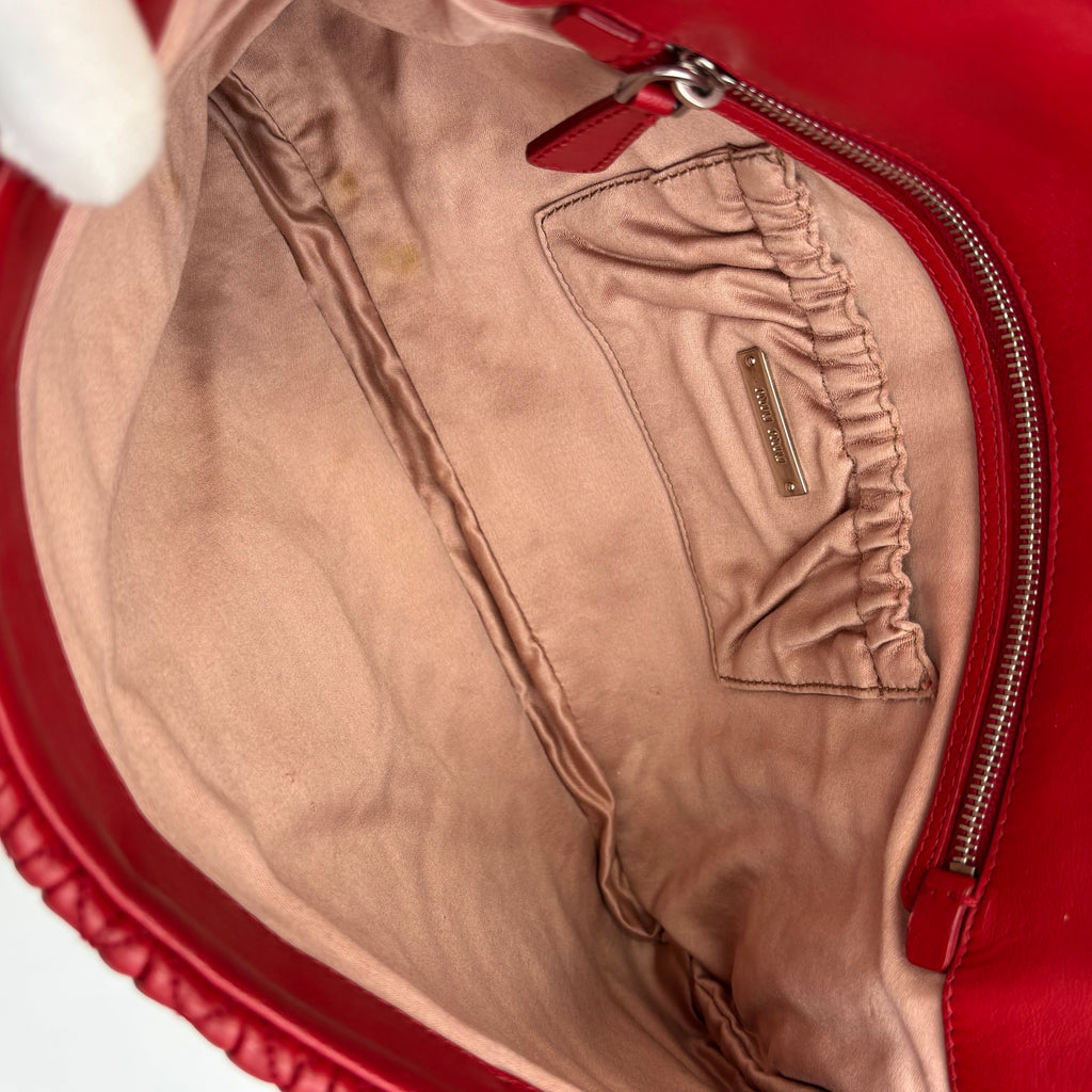Miu Miu Nappa Cristal Cloquet Shoulder Bag in Fuoco Red