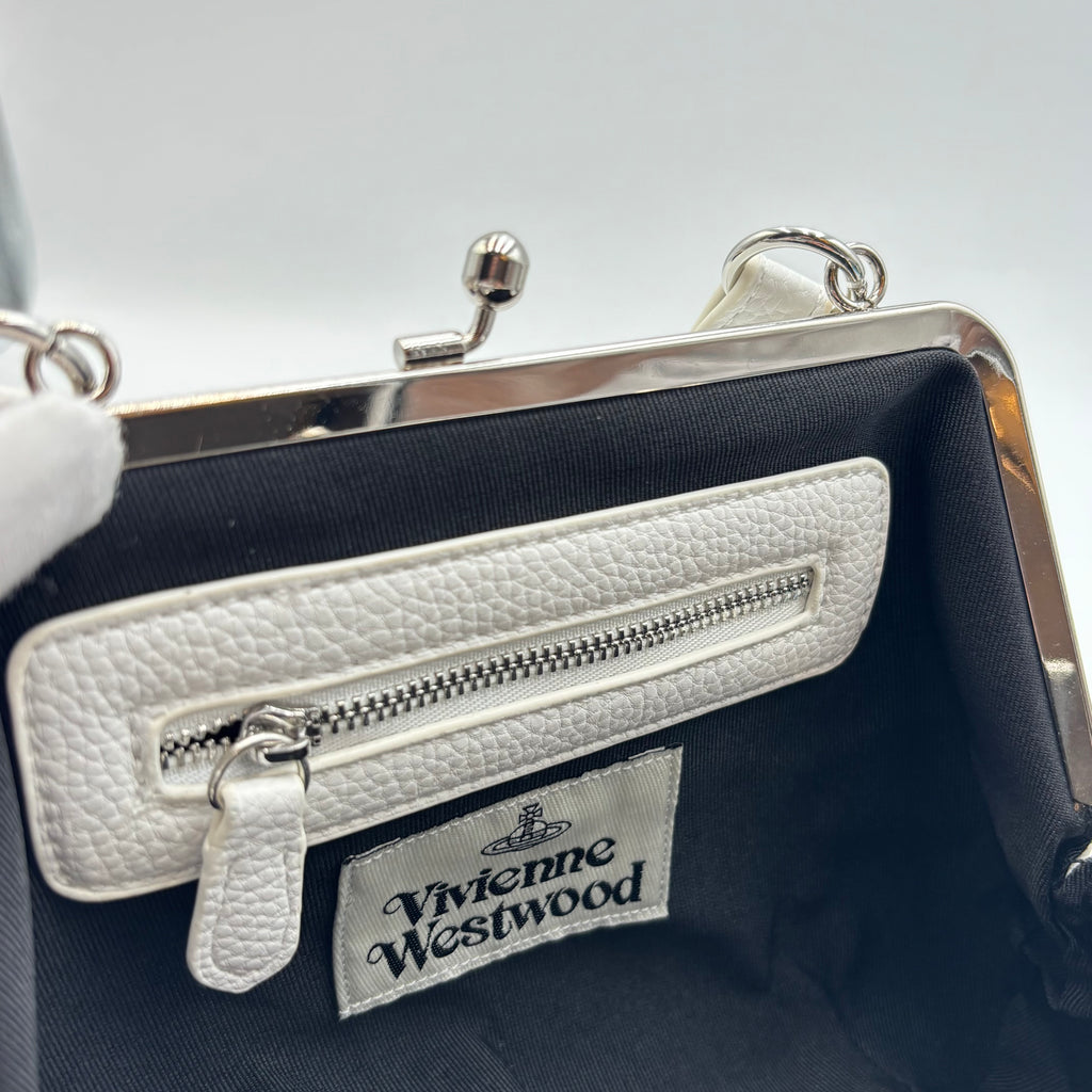 Vivienne Westwood Granny Frame Nappa Leather Bag – White