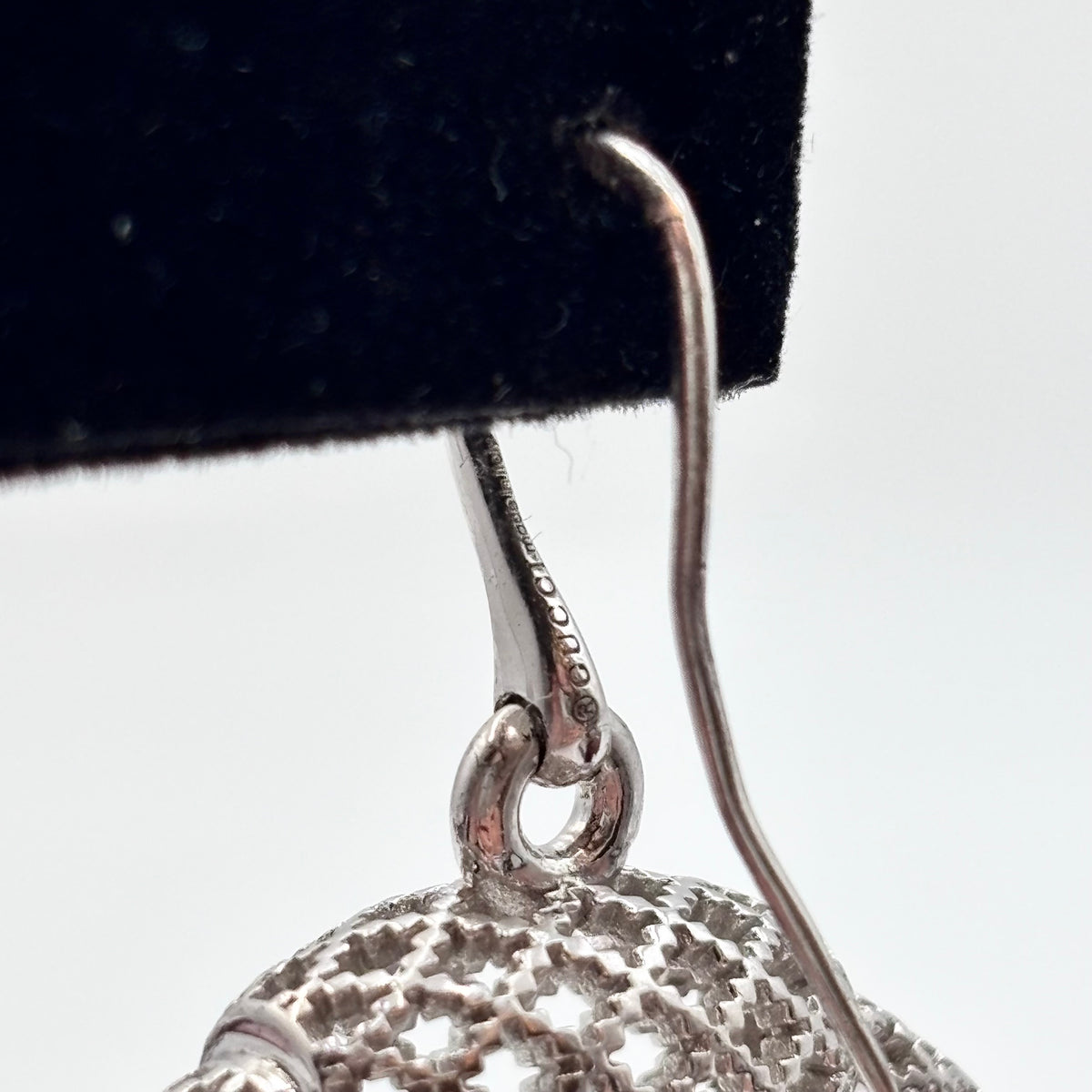 Gucci Sterling Silver Textured Hoop Drop Earrings