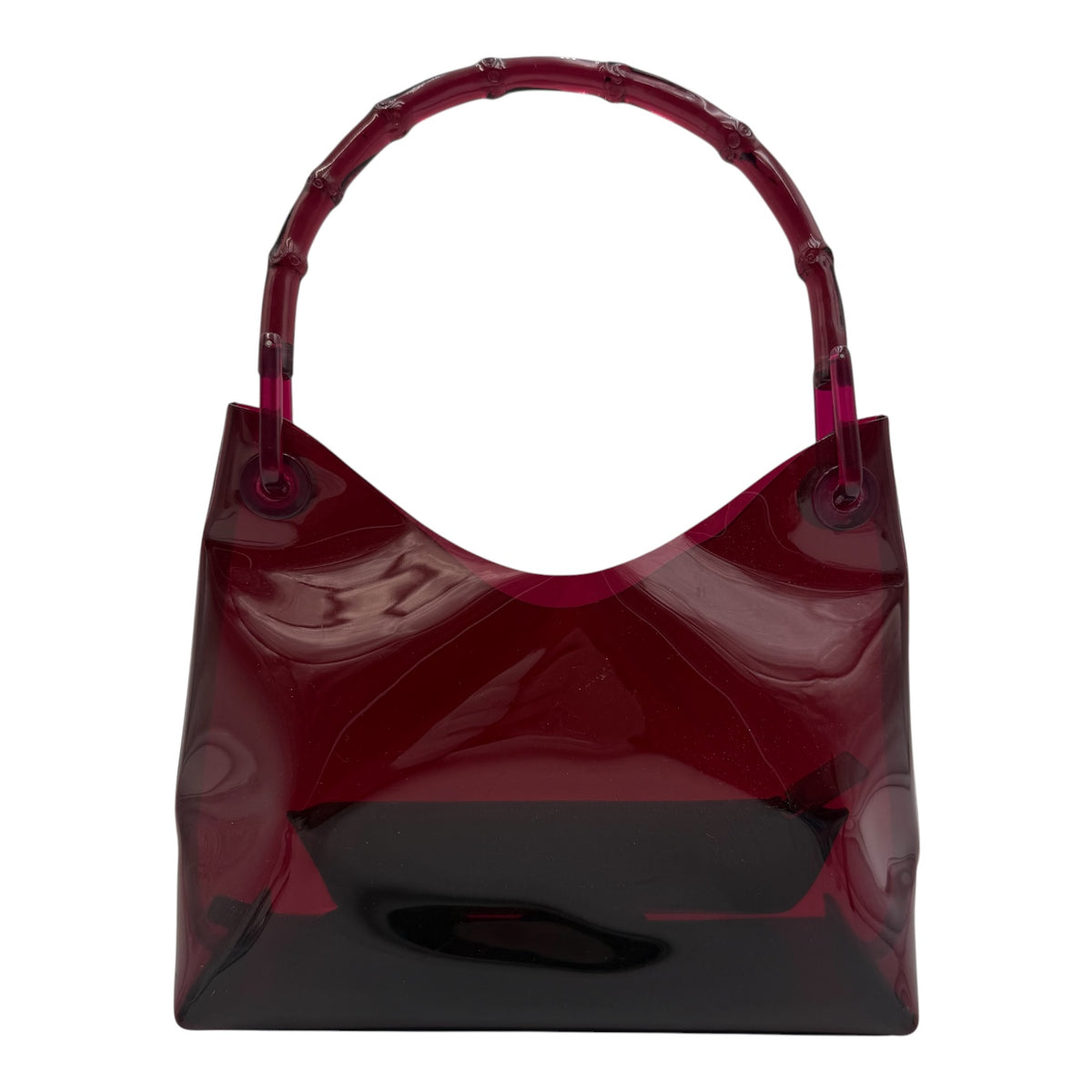Gucci Vintage Burgundy Jelly Bamboo Handle Shoulder Bag, 2000s