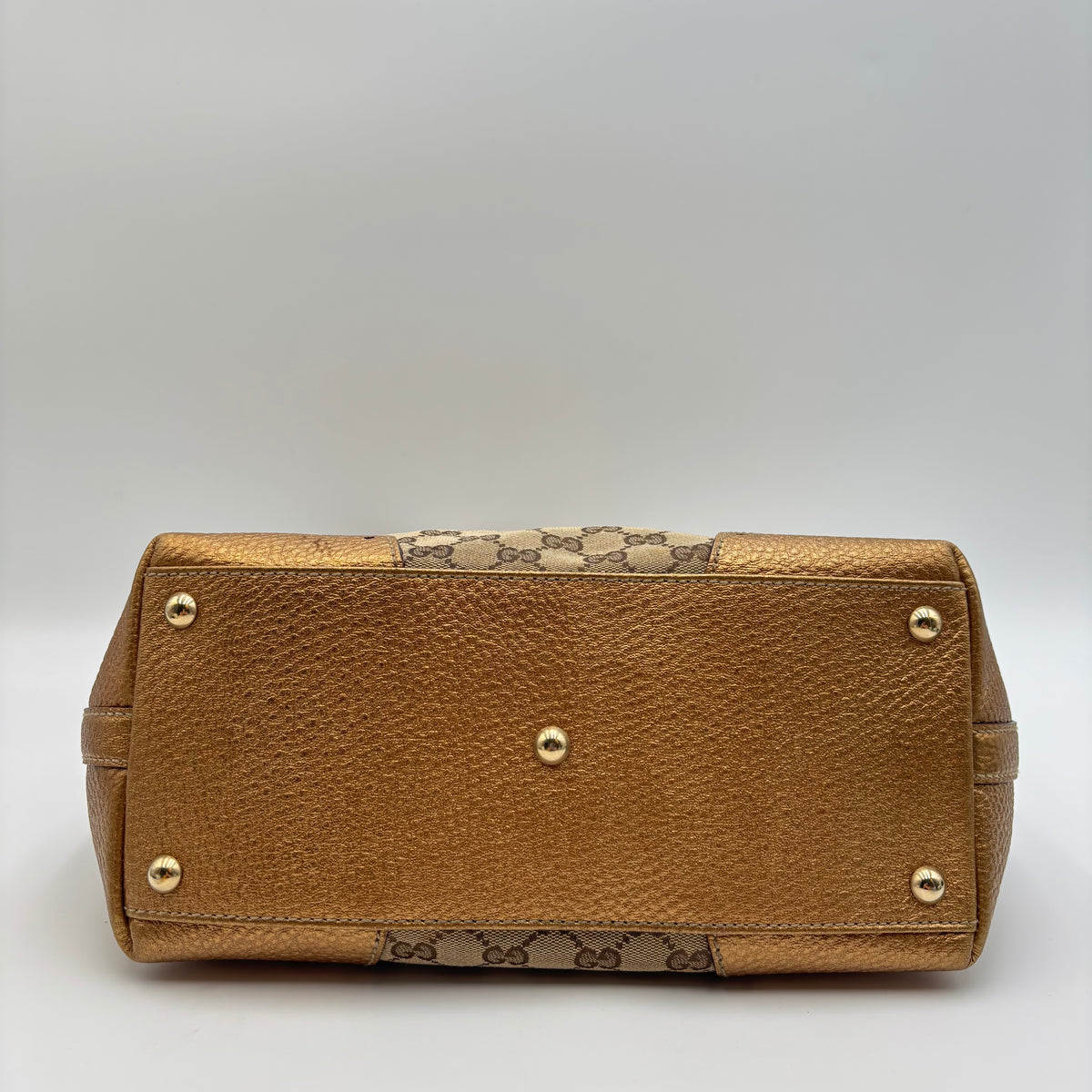 Gucci by Frida Giannini GG Canvas Punch Tote Metallic Bronze 2000s