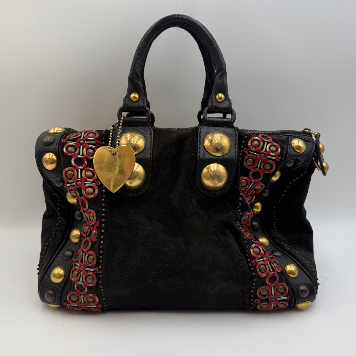Gucci Babouska Embellished Black Suede Boston Bag by Frida Giannini – circa 2008