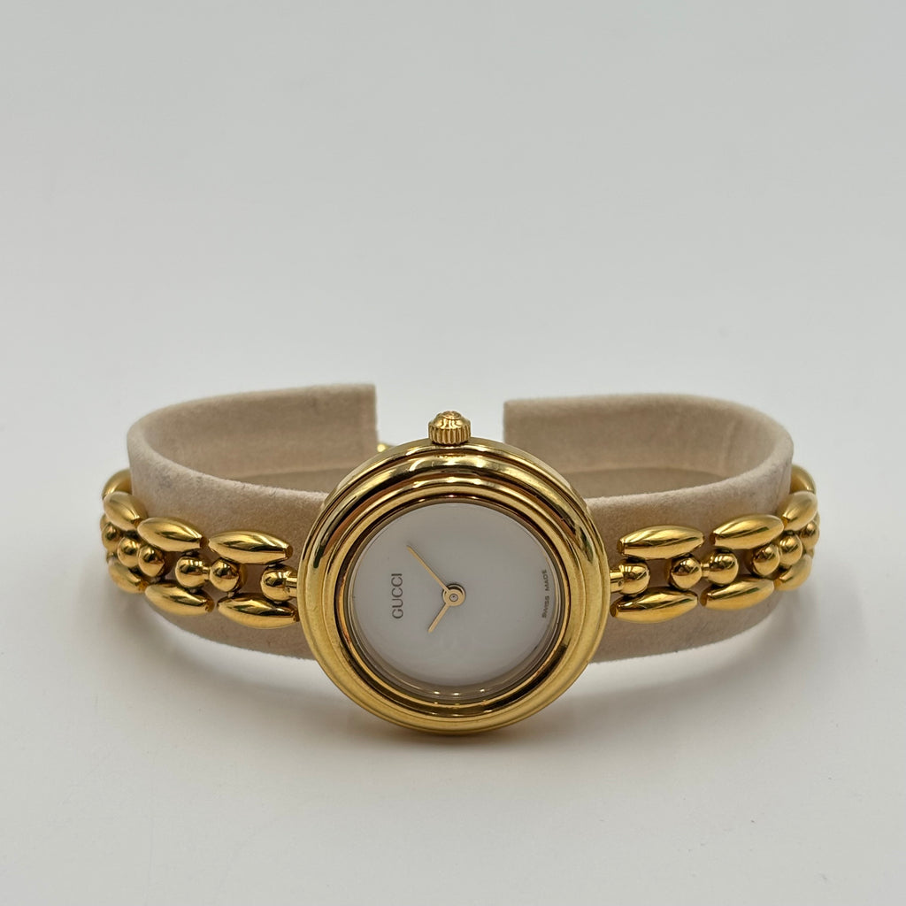 Gucci 11/12.2 Interchangeable Bezel Gold-Plated Watch Set, c. 1990s