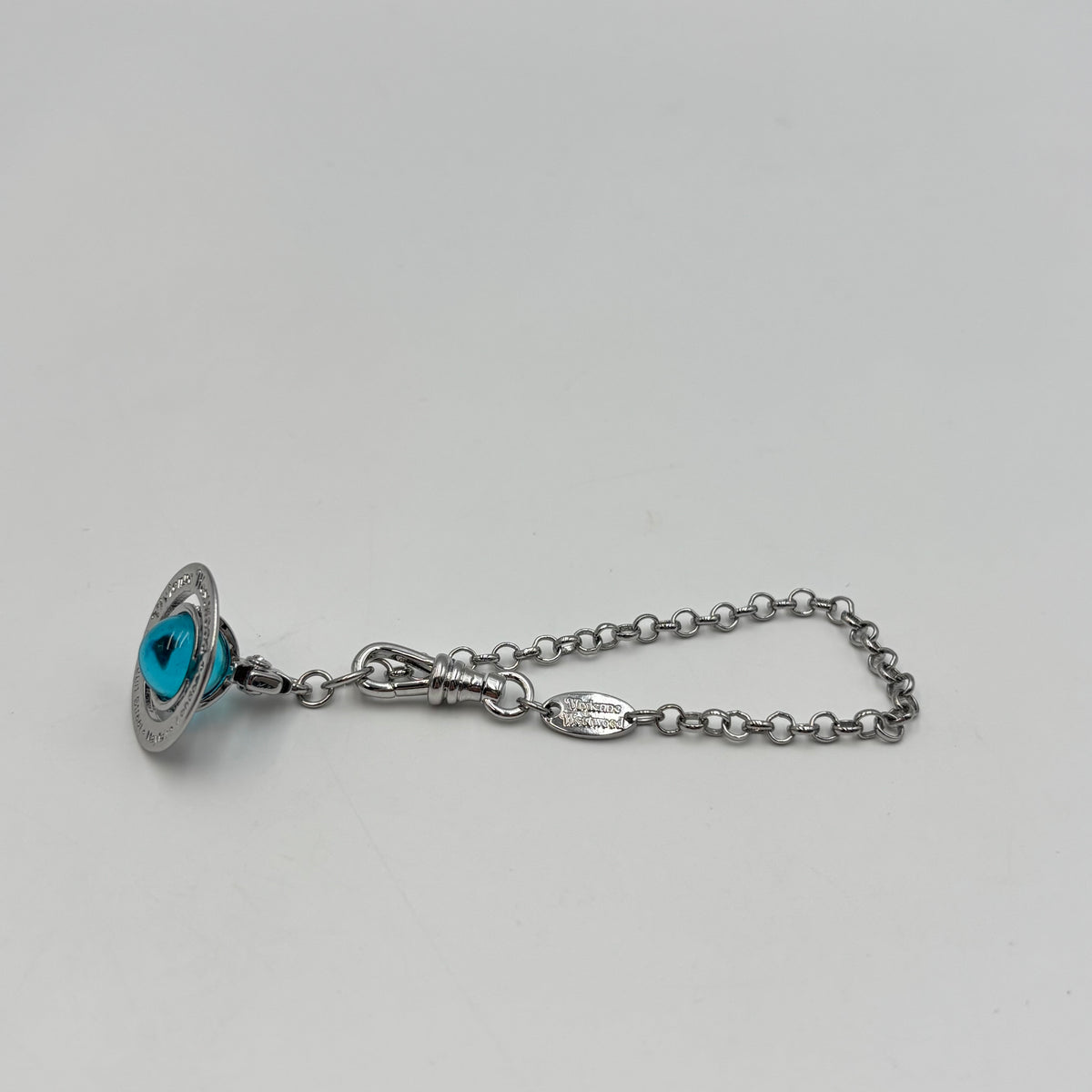 Vivienne Westwood Blue Crystal Orb Chain Bracelet in Silver