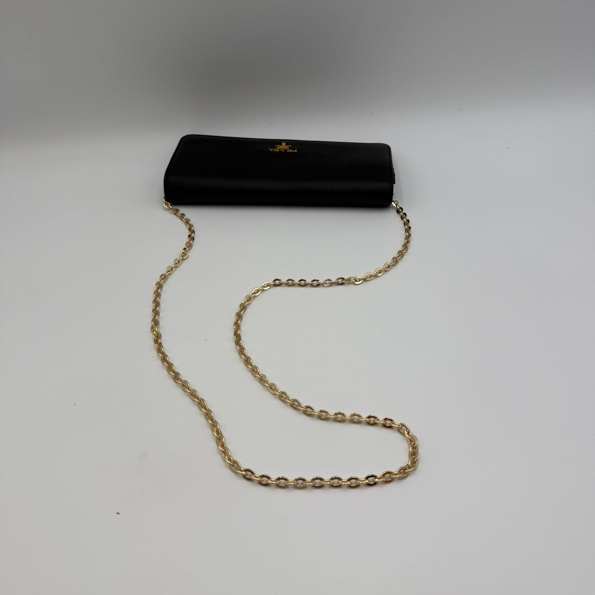 Prada Saffiano Leather Wallet on Chain by Miuccia Prada, Black, c. 2000s