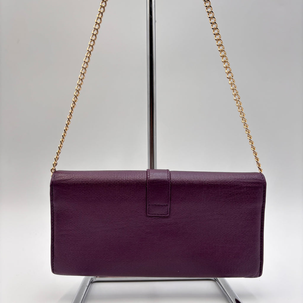 Saint Laurent Purple Leather Y-Lock Chain Wallet Crossbody Bag