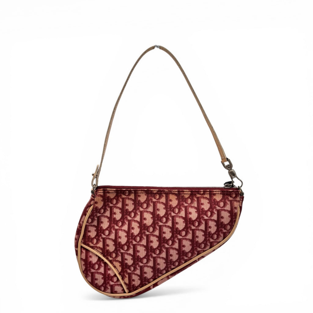 Christian Dior Red Oblique Saddle Pochette Bag 2001