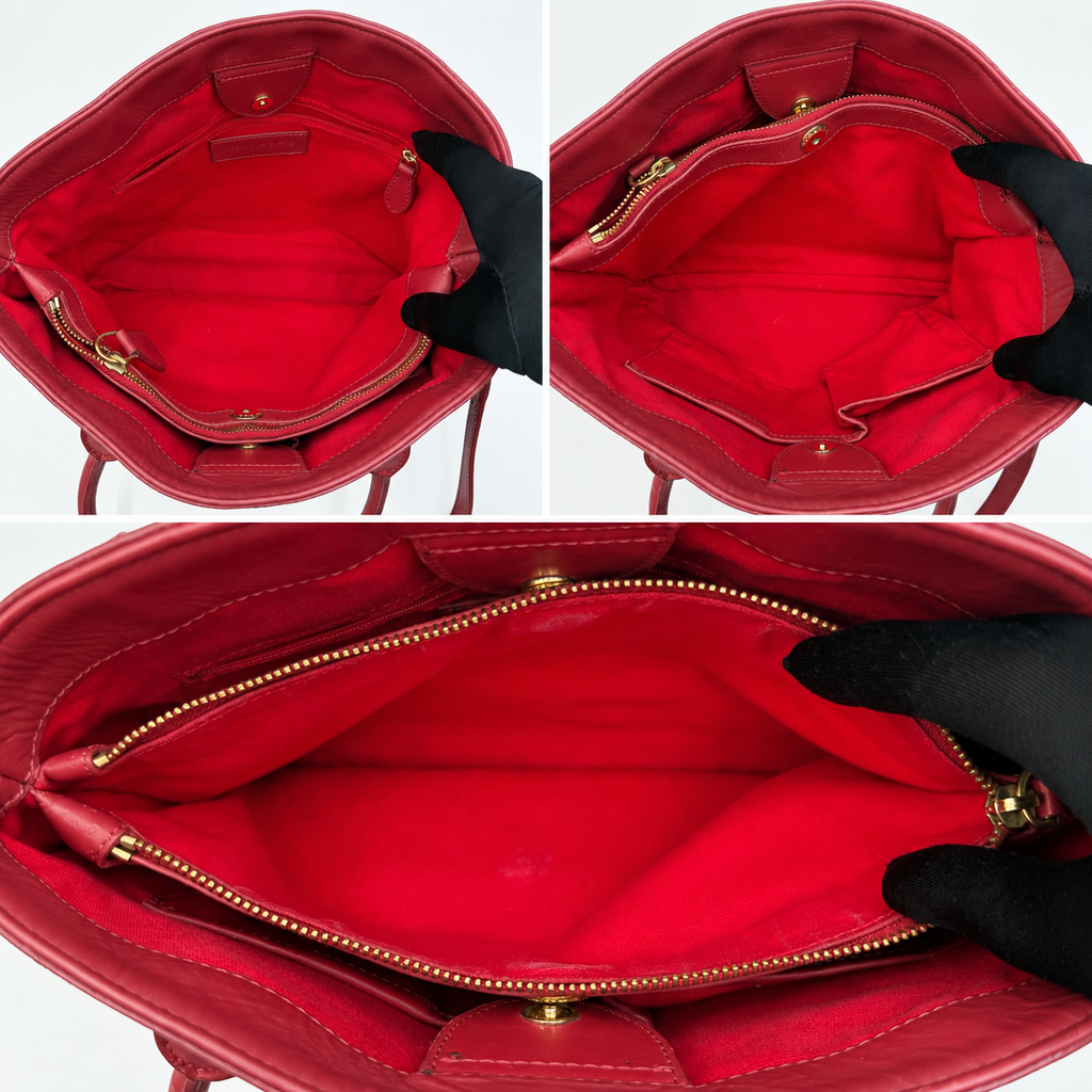 Burberry Haymarket Check Tote Bag in Beige & Red