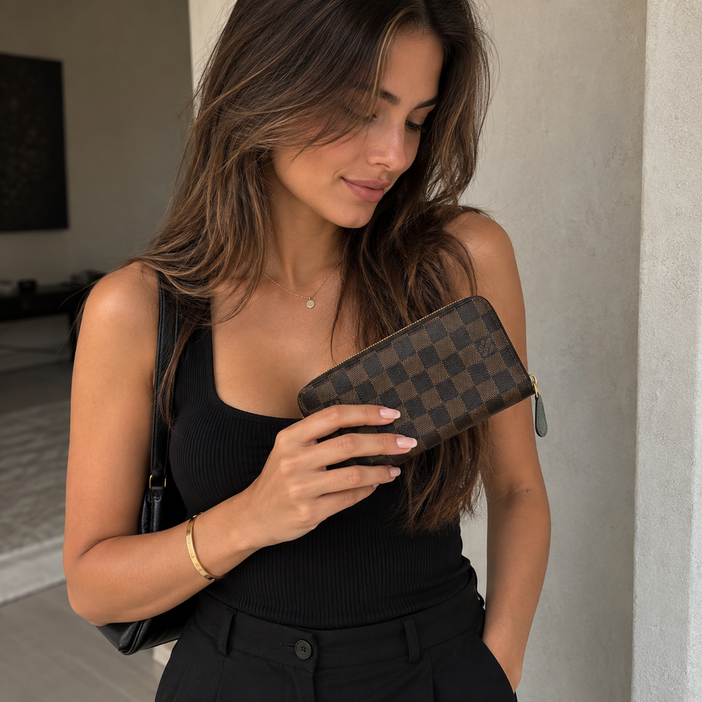 Louis Vuitton by Marc Jacobs Damier Ebene Zip Around Wallet circa 2010s