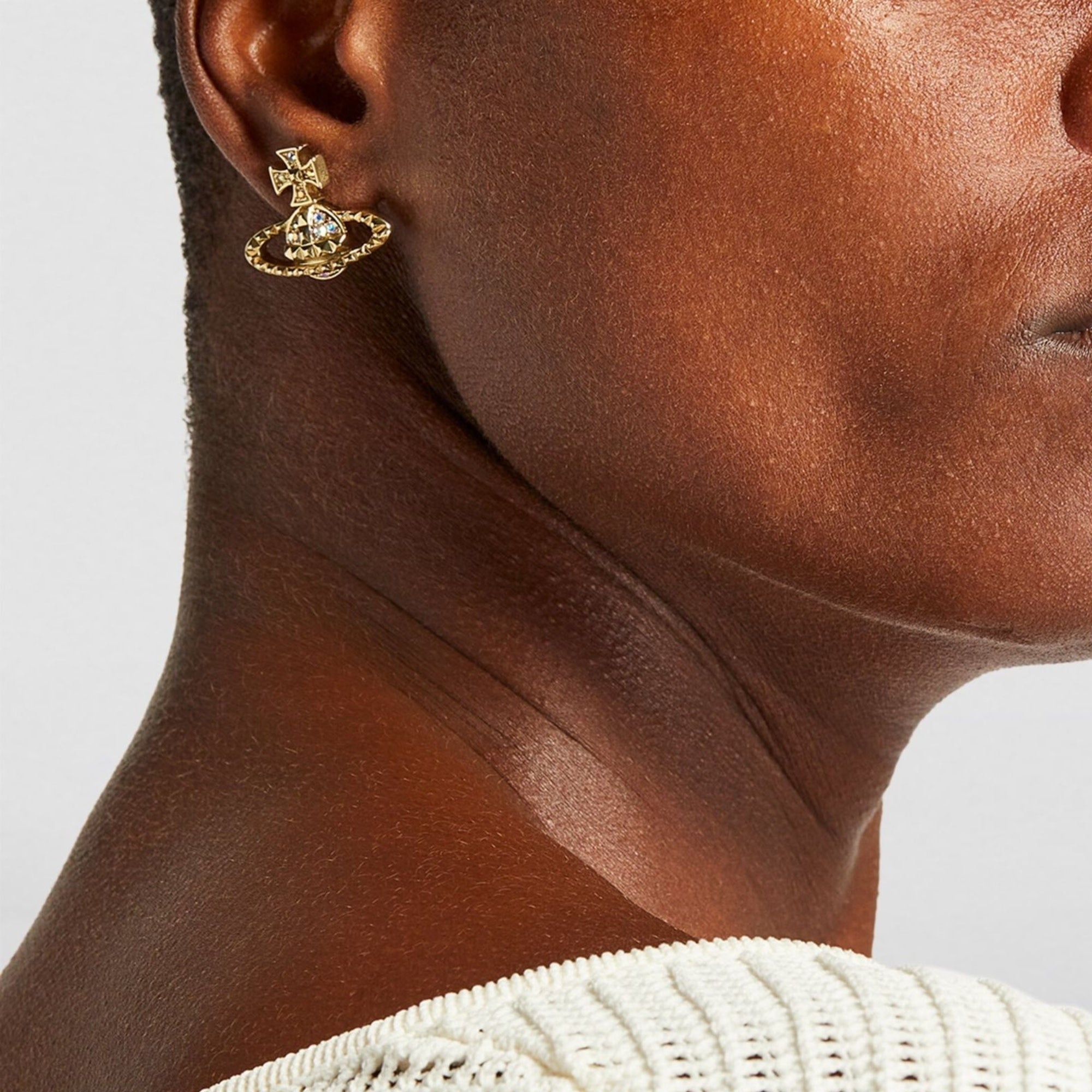 VIVIENNE WESTWOOD MAYFAIR BAS RELIEF ORB EARRINGS GOLD