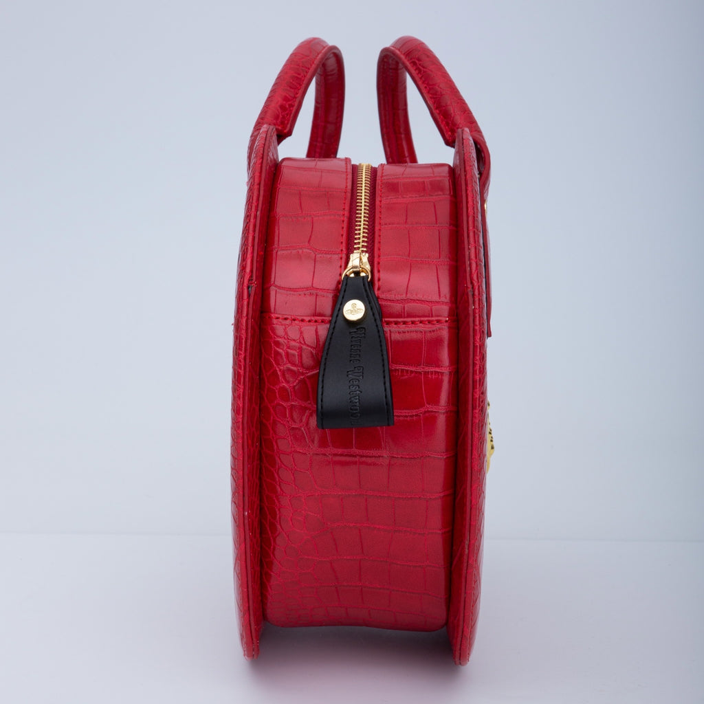 VIVIENNE WESTWOOD RED CROC EMBOSSED CHANCERY HEART HANDBAG