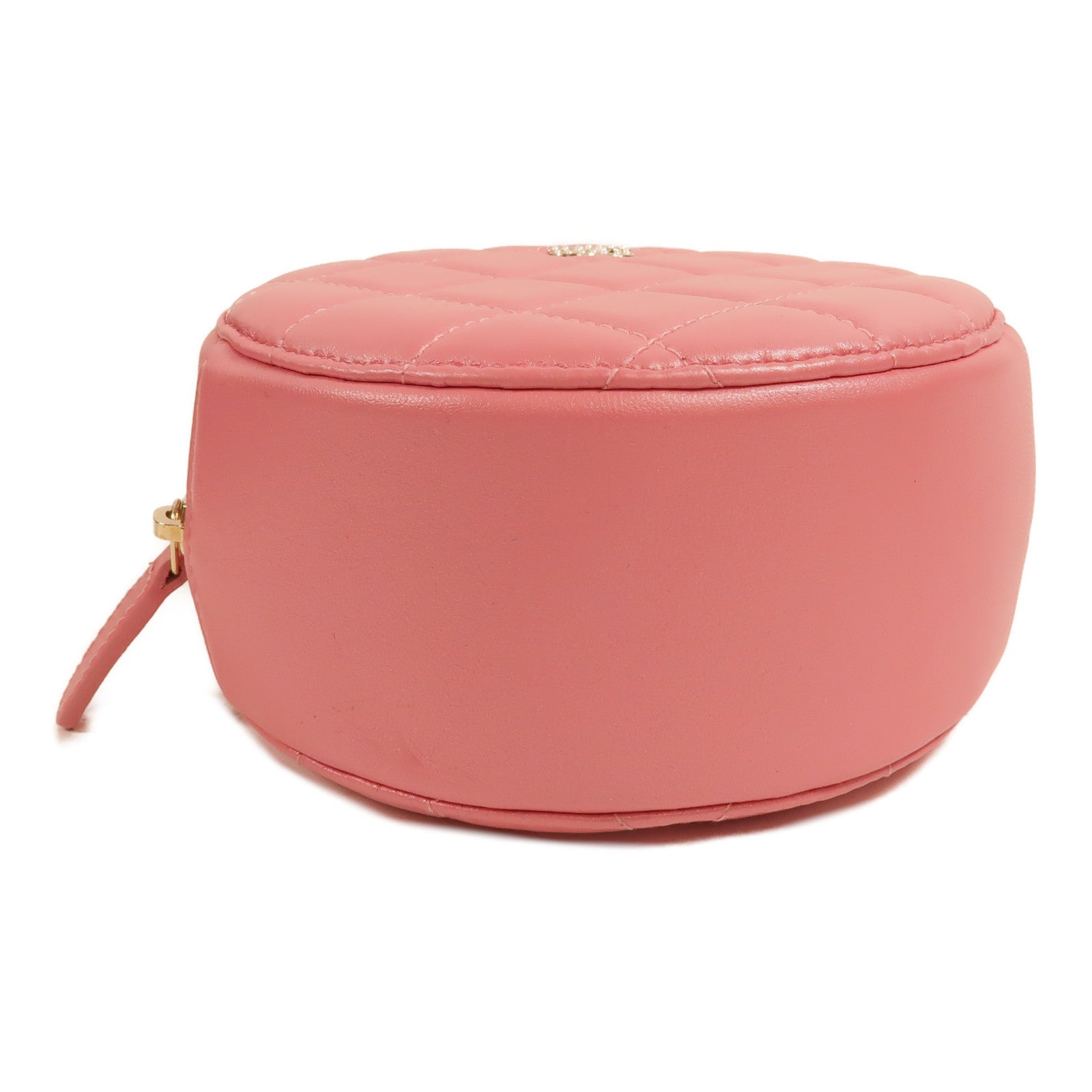 CHANEL Chanel Cc Ghw Round Vanity Case Shoulder Bag Lambskin Leather Pink image 4