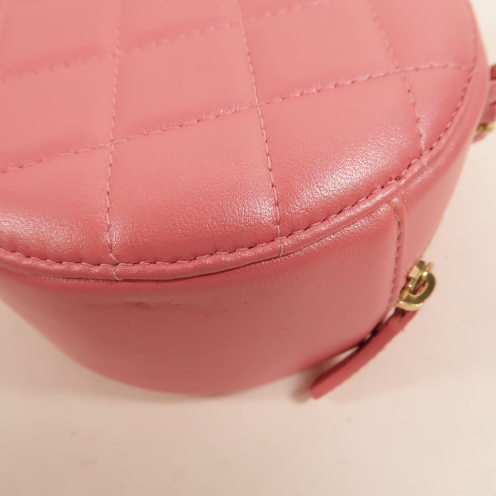 CHANEL Chanel Cc Ghw Round Vanity Case Shoulder Bag Lambskin Leather Pink image 16