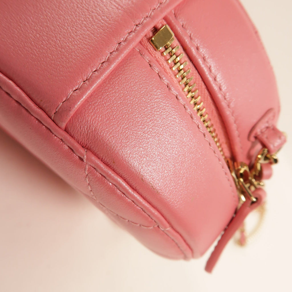 CHANEL Chanel Cc Ghw Round Vanity Case Shoulder Bag Lambskin Leather Pink image 18