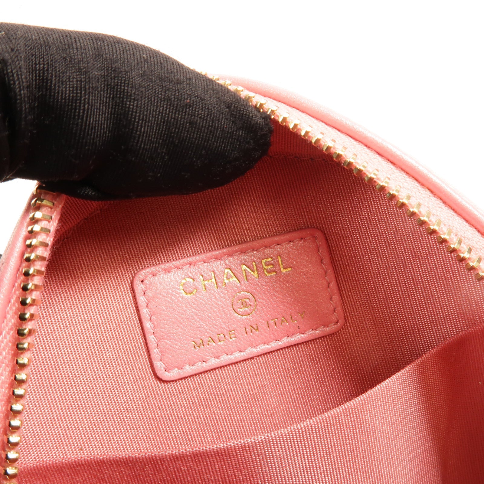CHANEL Chanel Cc Ghw Round Vanity Case Shoulder Bag Lambskin Leather Pink image 11