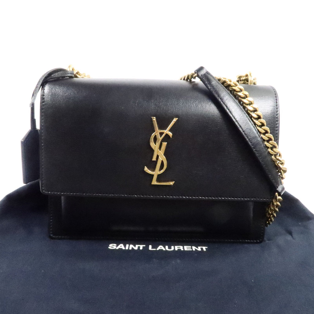 SAINT LAURENT Saint Laurent Ysl Ghw Sunset Medium Chain Shoulder Bag 442906 Calfskin Black image 10