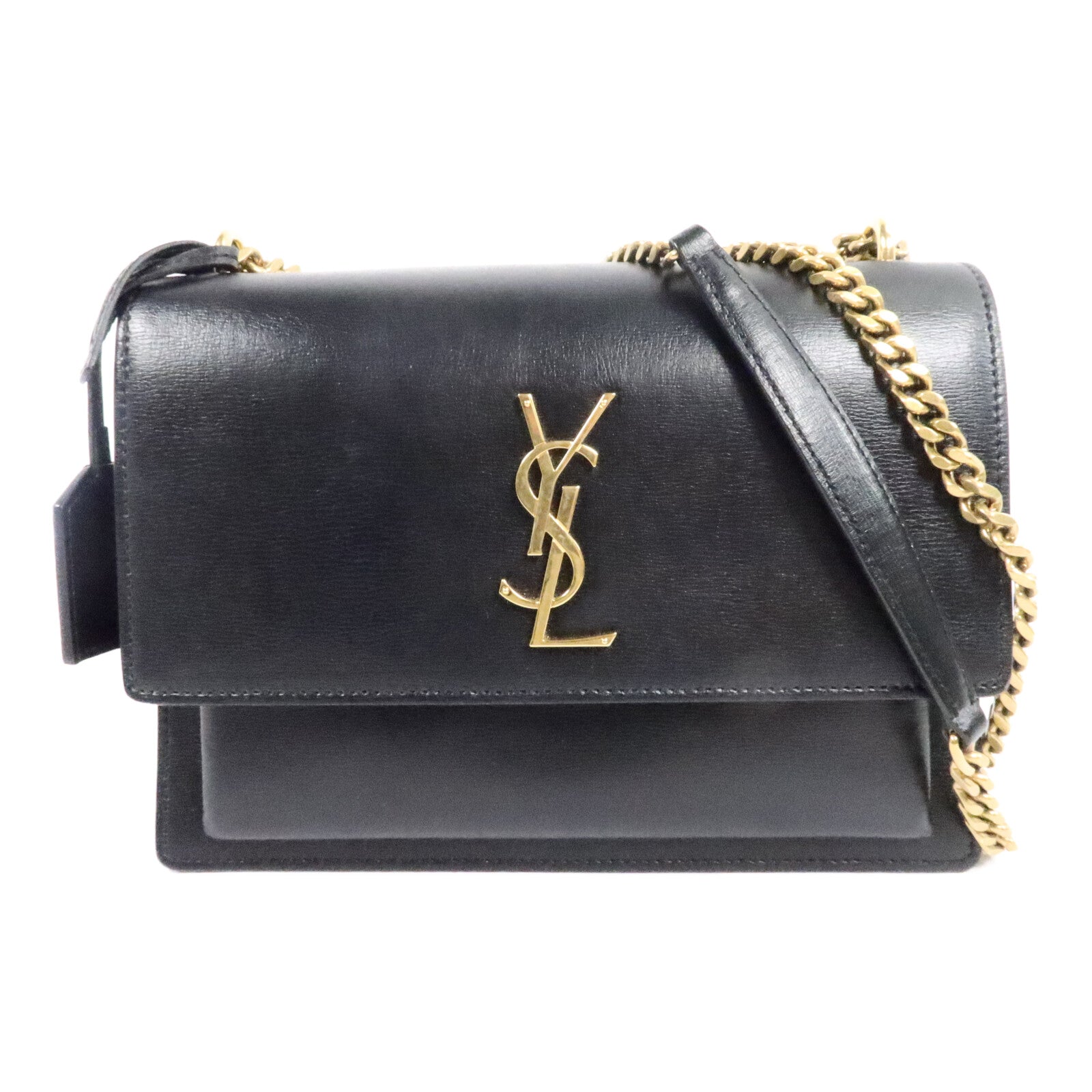 SAINT LAURENT Saint Laurent Ysl Ghw Sunset Medium Chain Shoulder Bag 442906 Calfskin Black image 1
